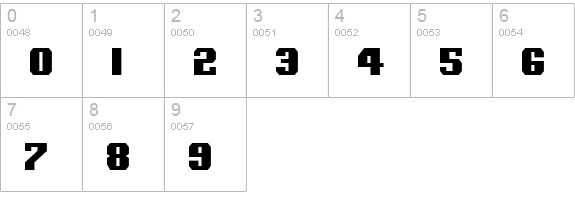 Voortrekker Condensed numbers 0-9 preview