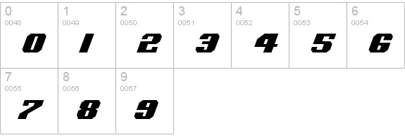 Voortrekker Italic numbers 0-9 preview