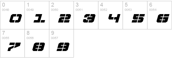 Vyper Bold Expanded Italic numbers 0-9 preview