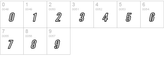 Warsaw Gothic Extended Outline Oblique numbers 0-9 preview