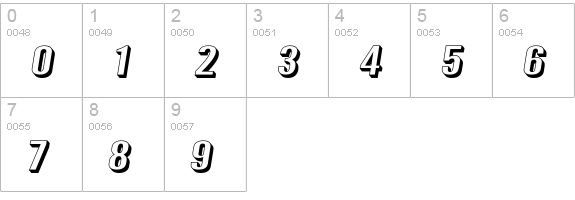 Warsaw Gothic SuperExtended Shadow Oblique numbers 0-9 preview