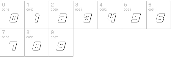 Weaponeer Shadow Italic numbers 0-9 preview