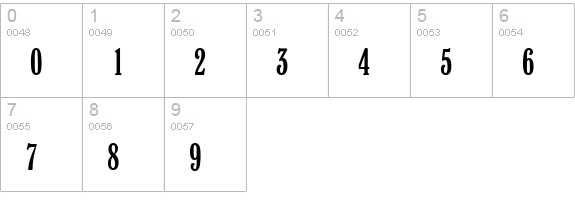 Whitehall-Elongated-Regular numbers 0-9 preview