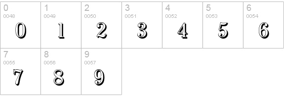 WichitaShadow-Regular numbers 0-9 preview