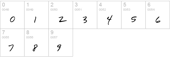 WinstonsHand Regular numbers 0-9 preview