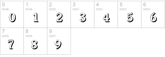 WorcesterShadow-Bold numbers 0-9 preview