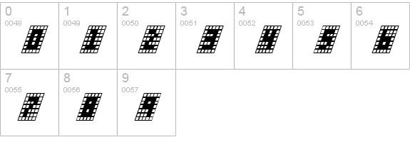 X-Grid Italic numbers 0-9 preview