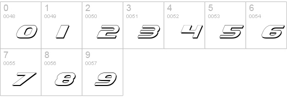 Xcelsion Shadow Italic numbers 0-9 preview