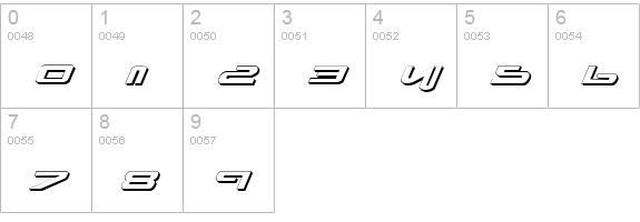 Xephyr Expanded Shadow Italic numbers 0-9 preview