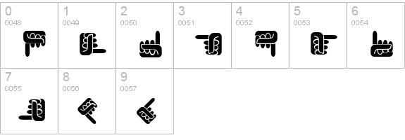 XSimpleHands numbers 0-9 preview