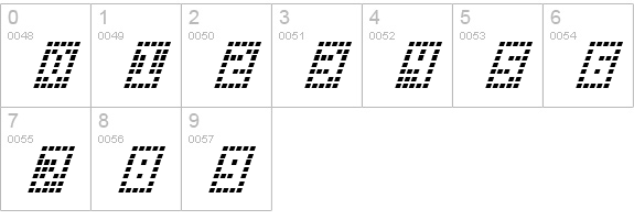 Y-Grid Italic numbers 0-9 preview