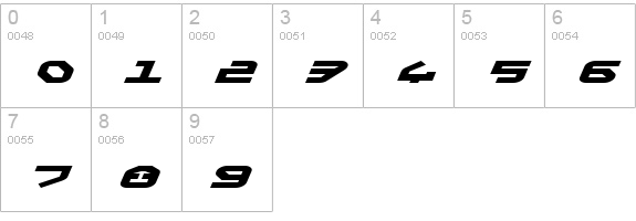 Yahren Expanded Italic numbers 0-9 preview