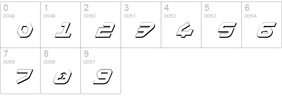 Yahren Shadow Italic numbers 0-9 preview