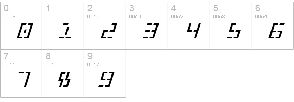 Year 2000 Italic numbers 0-9 preview