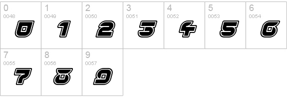Yr72-InlineItalic numbers 0-9 preview