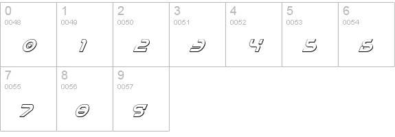 Yukon Tech Shadow Italic numbers 0-9 preview