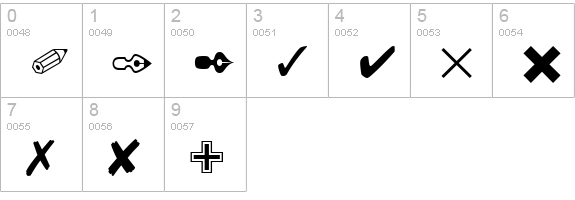 Zapf Dingbats BT numbers 0-9 preview