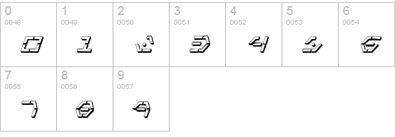 Zeta Sentry 3D Italic numbers 0-9 preview