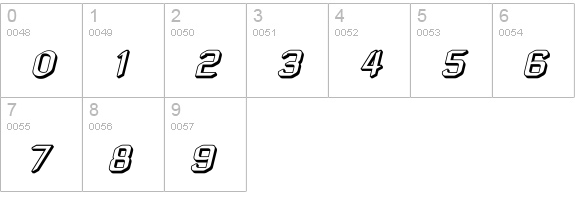 Zyphyte Offset Oblique numbers 0-9 preview