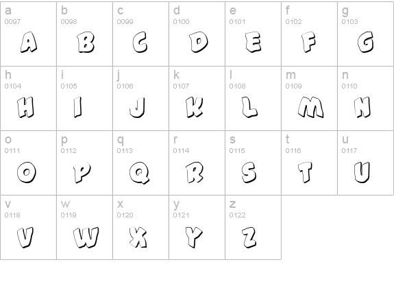 #44 Font Shadow lowercase a-z preview