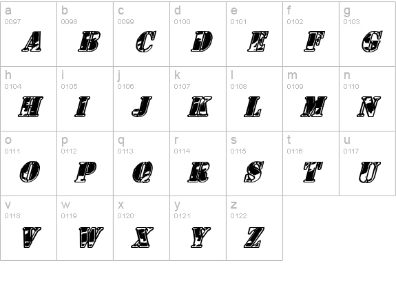 1st Cav II Italic lowercase a-z preview