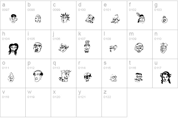 21 Heads lowercase a-z preview
