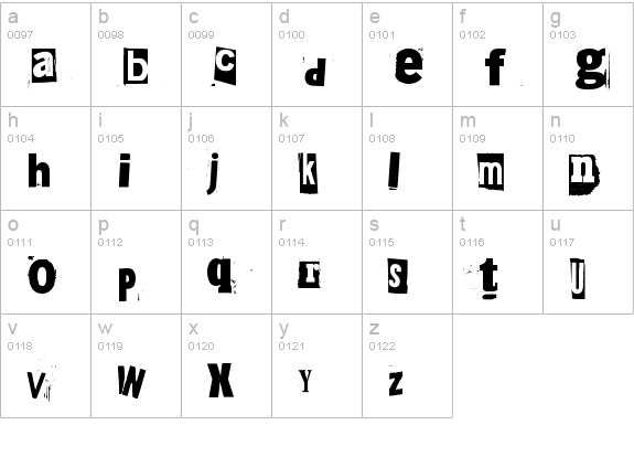 215000E lowercase a-z preview