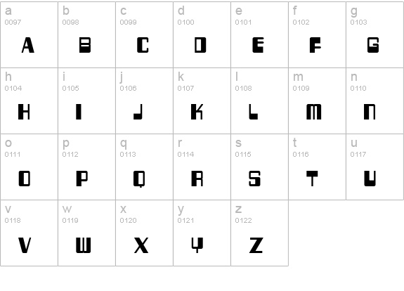 256 Bytes lowercase a-z preview