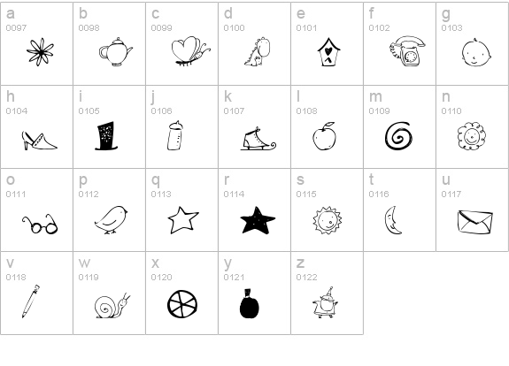 2Peas DW Dingbats lowercase a-z preview
