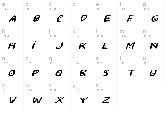 2Toon2 Expanded Italic lowercase a-z preview