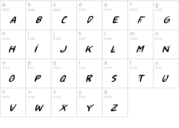 2Toon2 Italic lowercase a-z preview