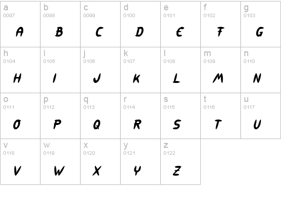 309 Italic lowercase a-z preview