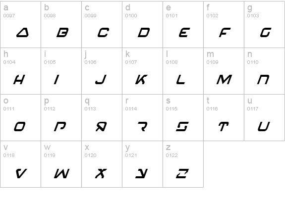 4114 Blaster Condensed Italic lowercase a-z preview