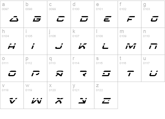 4114 Blaster Laser Italic lowercase a-z preview
