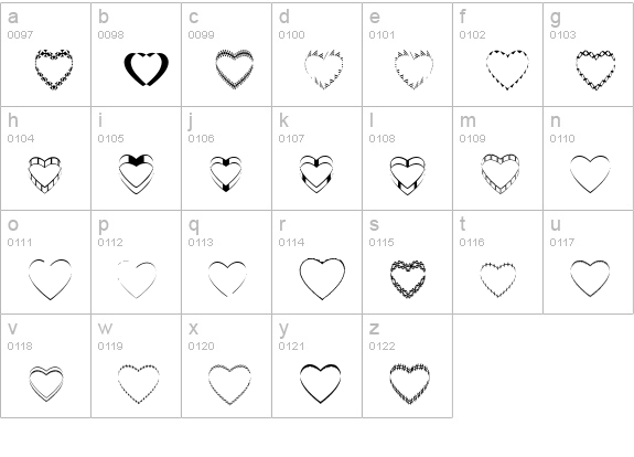 4YEOhearts lowercase a-z preview