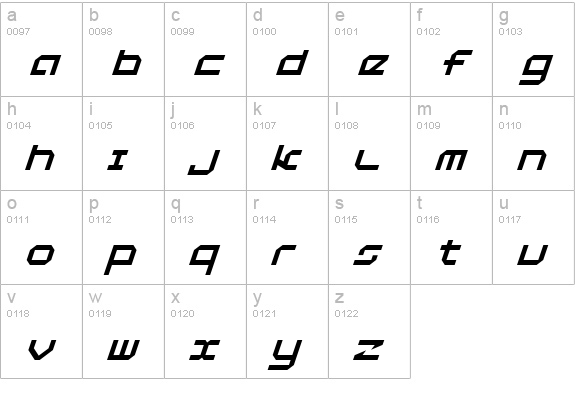 5th Agent Italic lowercase a-z preview