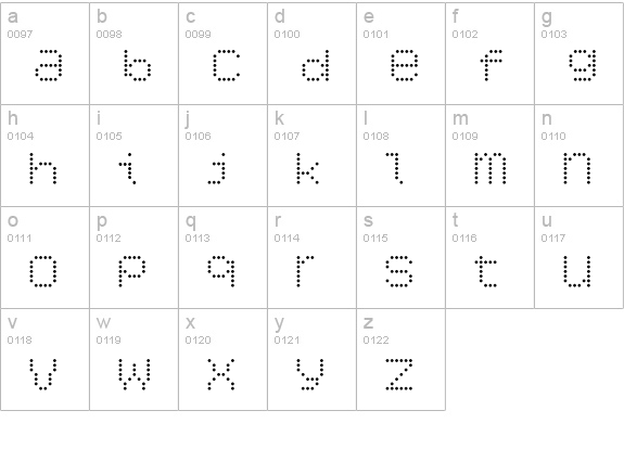 6x7oct Alternate lowercase a-z preview
