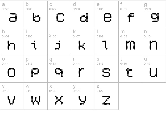 6x7oct Alternate Black lowercase a-z preview