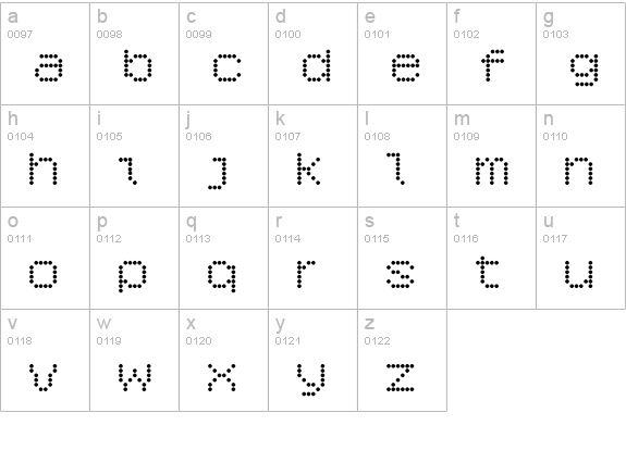 6x7oct Bold lowercase a-z preview