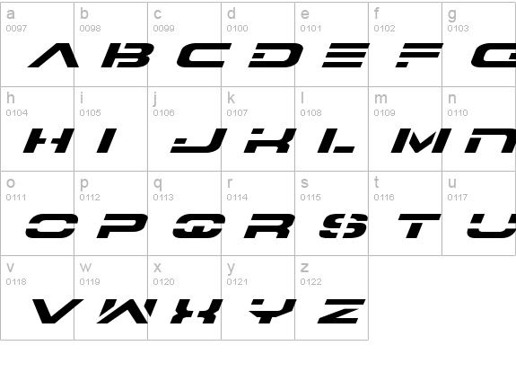 7th Service Expanded Italic lowercase a-z preview
