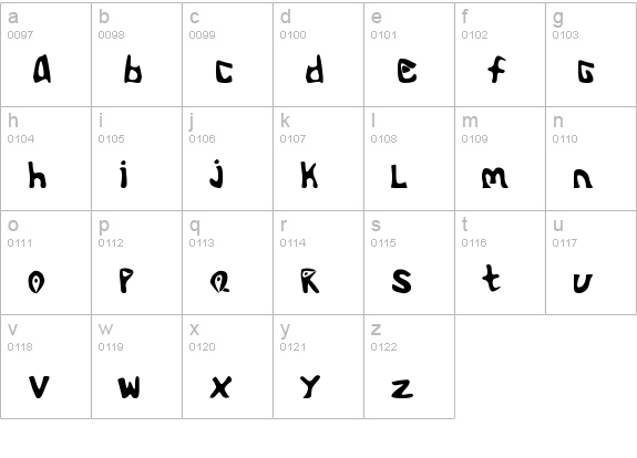 Alienoid lowercase a-z preview