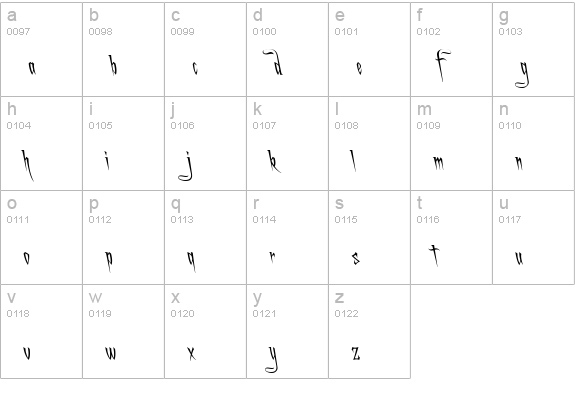 A Charming Font Leftleaning lowercase a-z preview