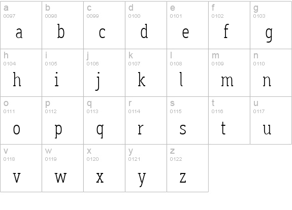 Aaux OfficeLight lowercase a-z preview