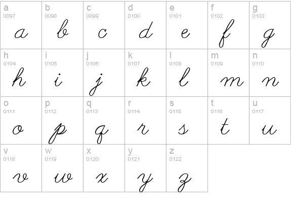 AbcCursive lowercase a-z preview