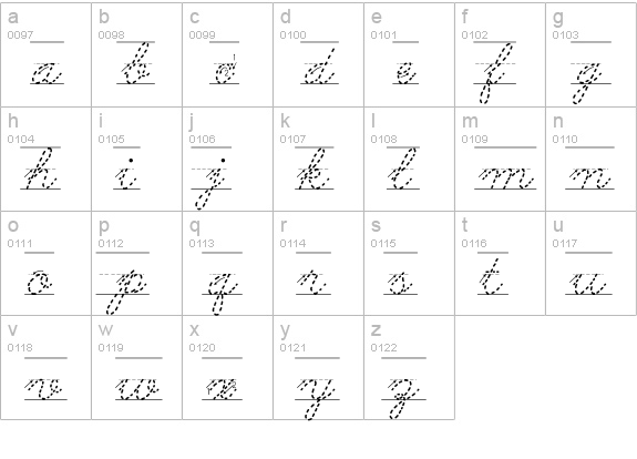 AbcCursiveArrowDotted lowercase a-z preview