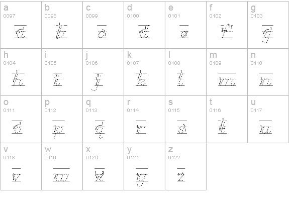 AbcDNManusArrowDotted lowercase a-z preview