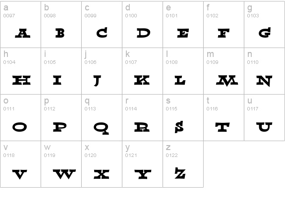 AblefontOutlaw lowercase a-z preview