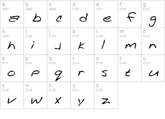 AcaciasHand Regular lowercase a-z preview