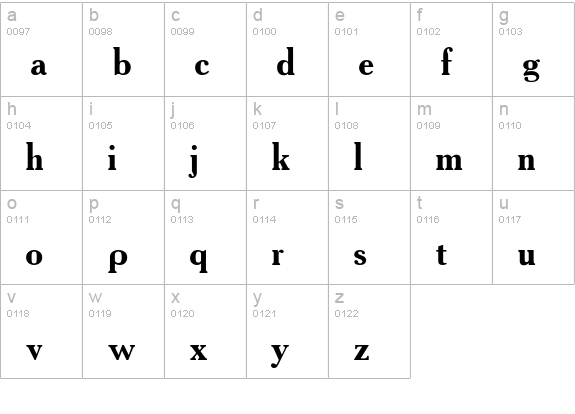 Academy Bold lowercase a-z preview