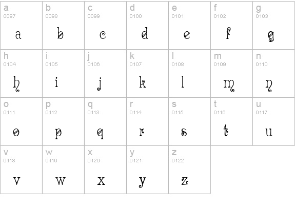 Acadian lowercase a-z preview